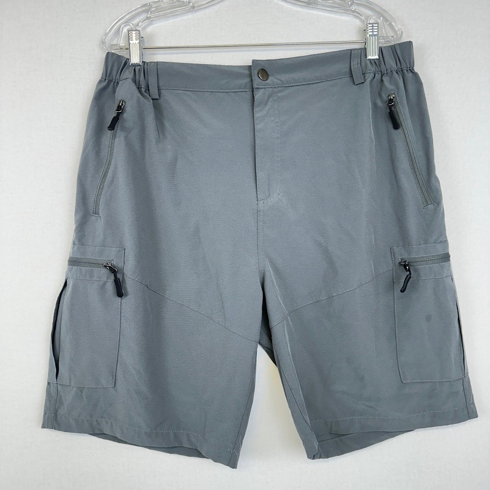 Pudolla Cargo Hiking Shorts Gray Lightweight Zip Pocket Men's XL
